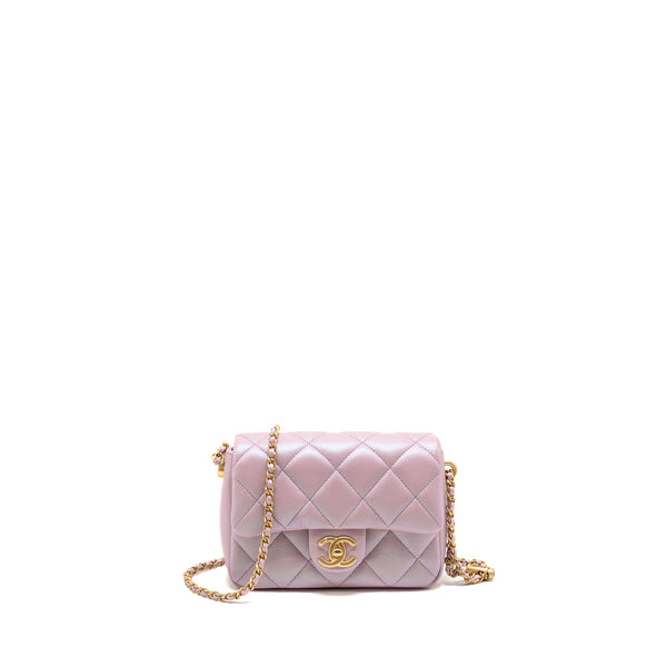 Chanel 21k My Perfect Mini Flap Bag Caviar Iridescent Pink GHW (microchip)