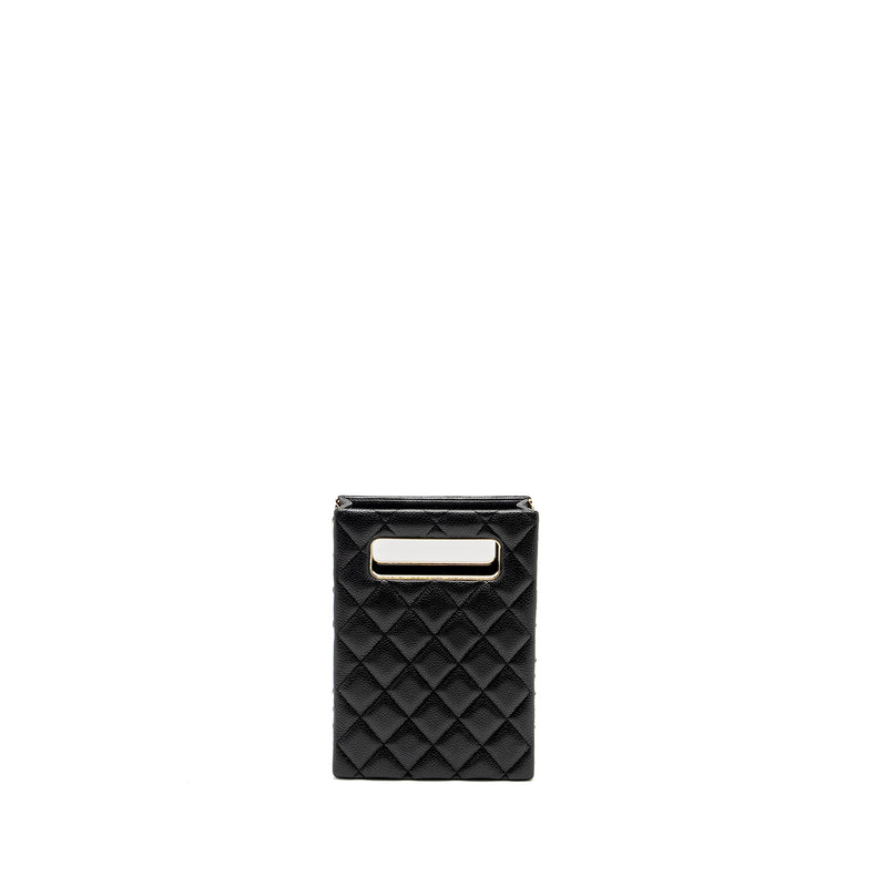 Chanel Quilted Evening Box Bag Caviar Black LGHW (Microchip)