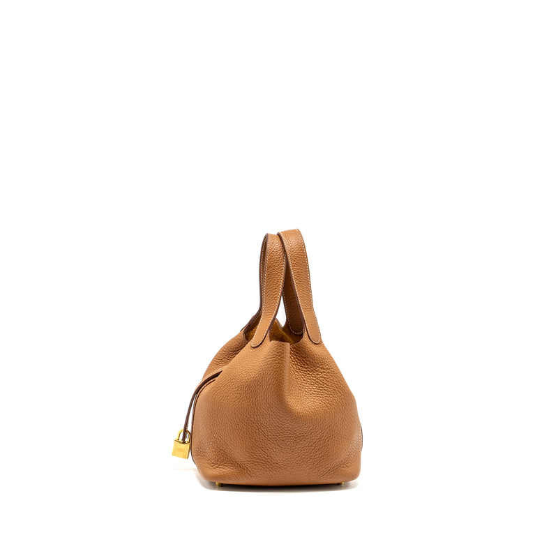 Hermes Picotin 18 Lock Bag Clemence Gold GHW stamp Z