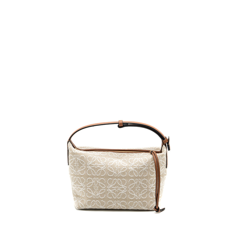 Loewe Small Cubi bag anagram jacquard canvas / calfskin beige / tan GHW