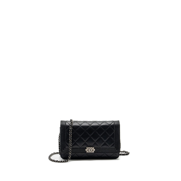 Chanel Boy Wallet On Chain Lambskin Black Ruthenium Hardware