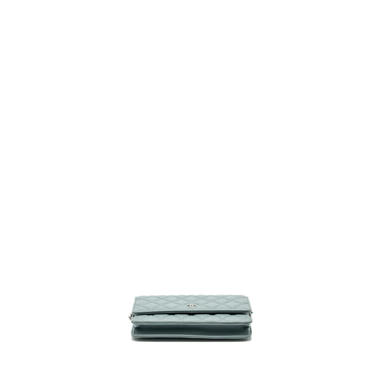 Chanel Classic wallet on chain caviar light blue SHW