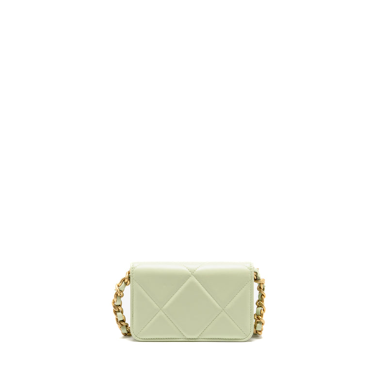 Chanel 19 Mini Clutch with Chain Lambskin Light Green Multicolour hardware