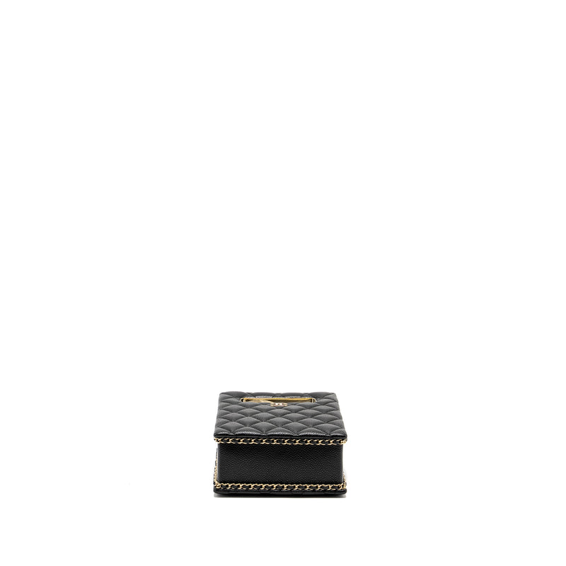 Chanel Quilted Evening Box Bag Caviar Black LGHW (Microchip)