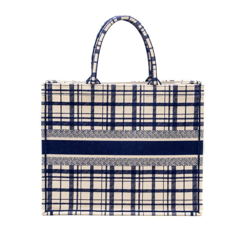 Dior Large Book Tote Linen Blue Canvas