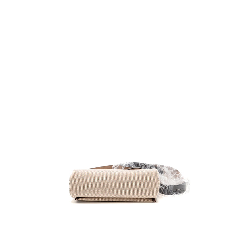 Hermes Herbag Mini Canvas/Hunter Leather Ecru-Beige/Ebene SHW Stamp K