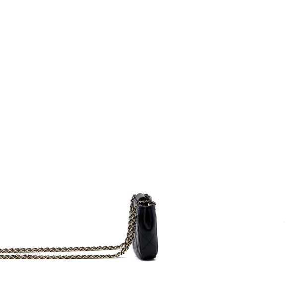 Chanel quilted super mini tote with chain lambskin black LGHW