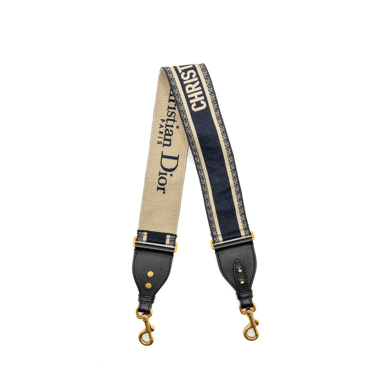 Dior Shoulder Strap Oblique Canvas Black/ Navy GHW