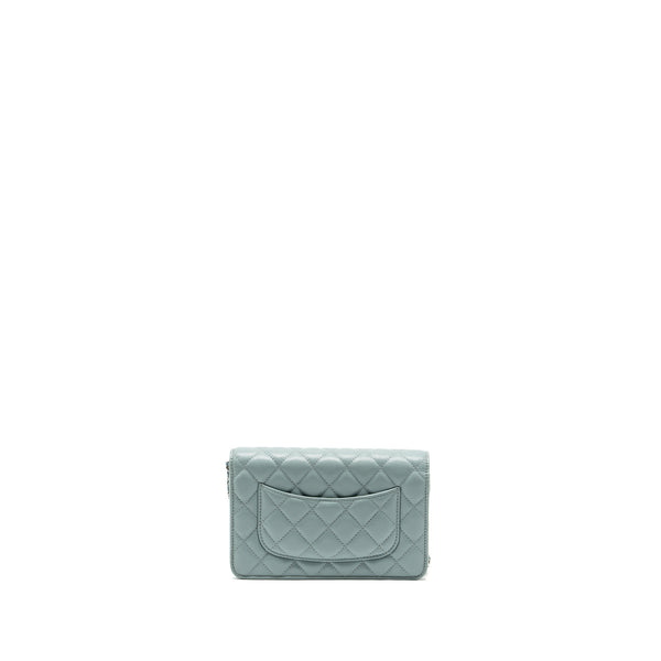 Chanel Classic wallet on chain caviar light blue SHW