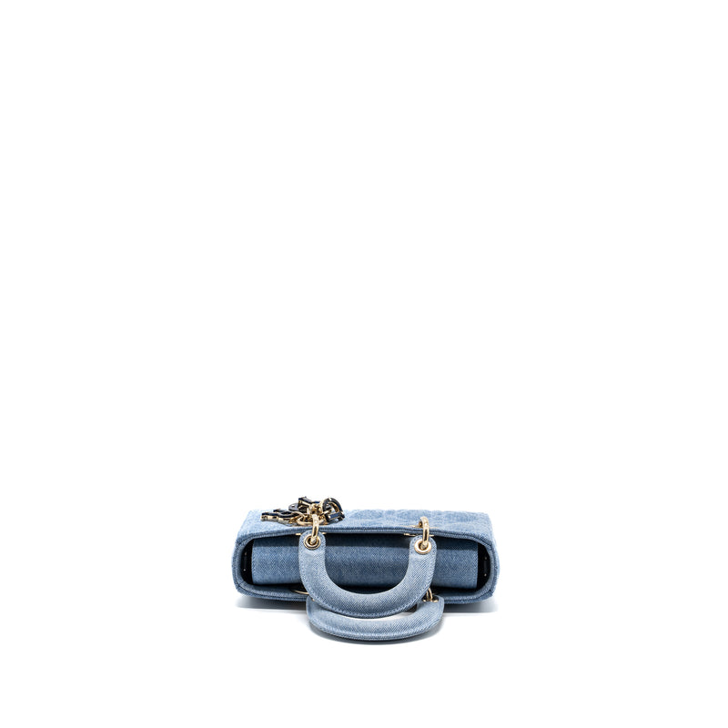 DIOR SMALL LADY  D-JOY BAG MACROCANNAGE DENIM BLUE LGHW