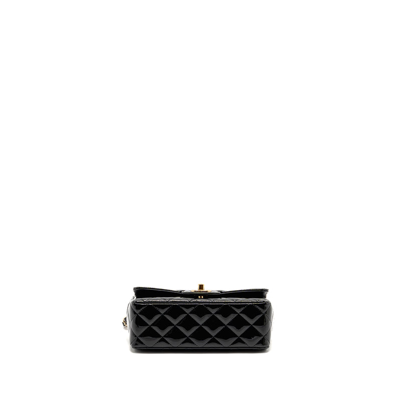 Chanel mini rectangular flap bag patent leather black LGHW