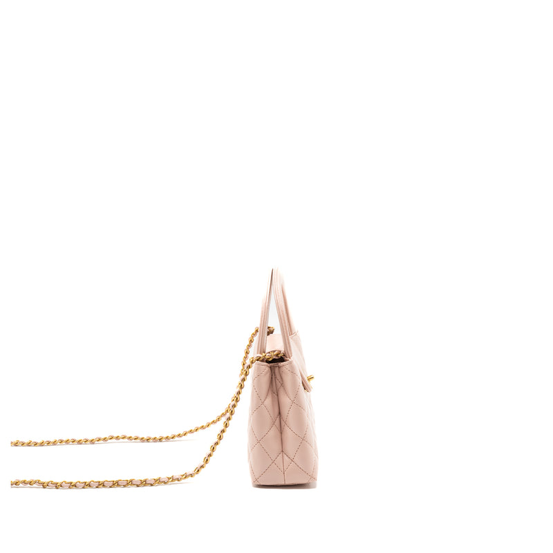 Mini Saddle Bag Calfskin Nude Pink GHW