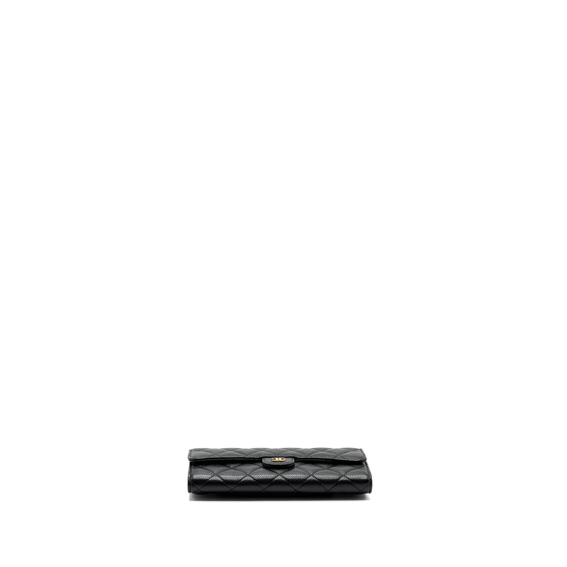 Chanel classic long flap wallet caviar black GHW