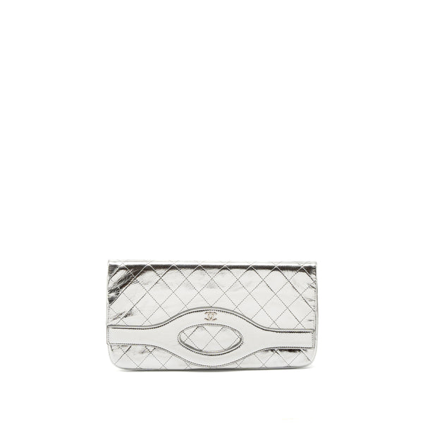 Chanel 31 Clutch Bag Goatskin Metallic Silver SHW