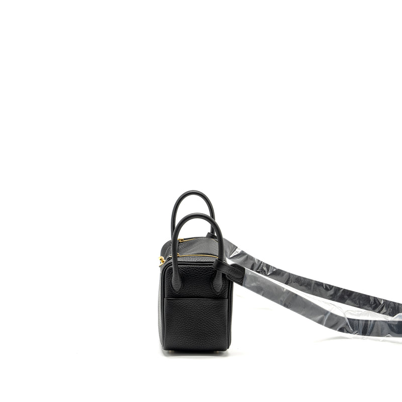 Hermes Mini Lindy II Clemence Black GHW Stamp W