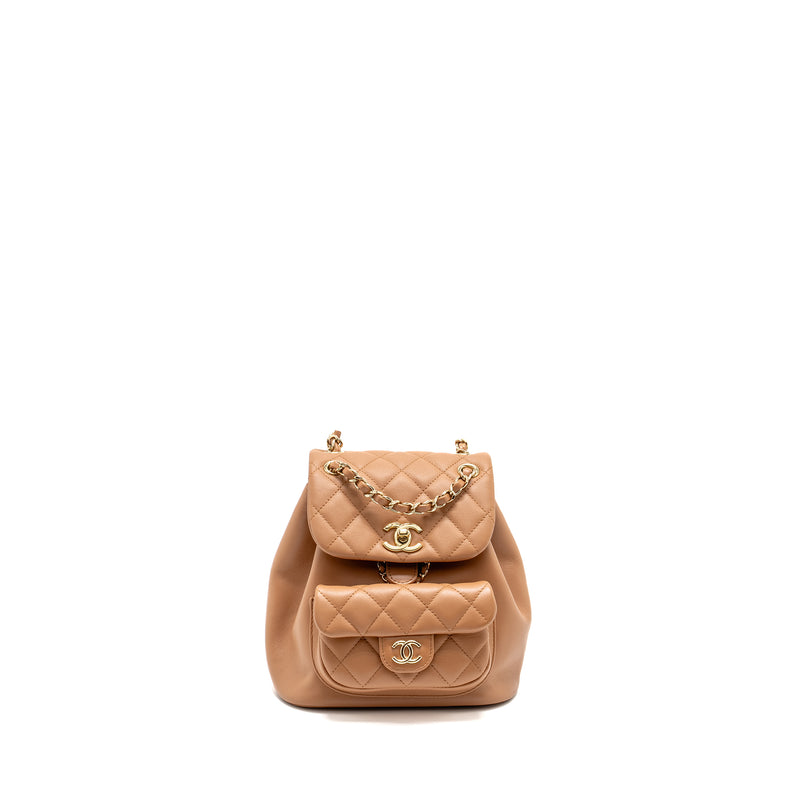 Chanel 24p Mini Duma Backpack Calfskin Caramel LGHW(microchip)