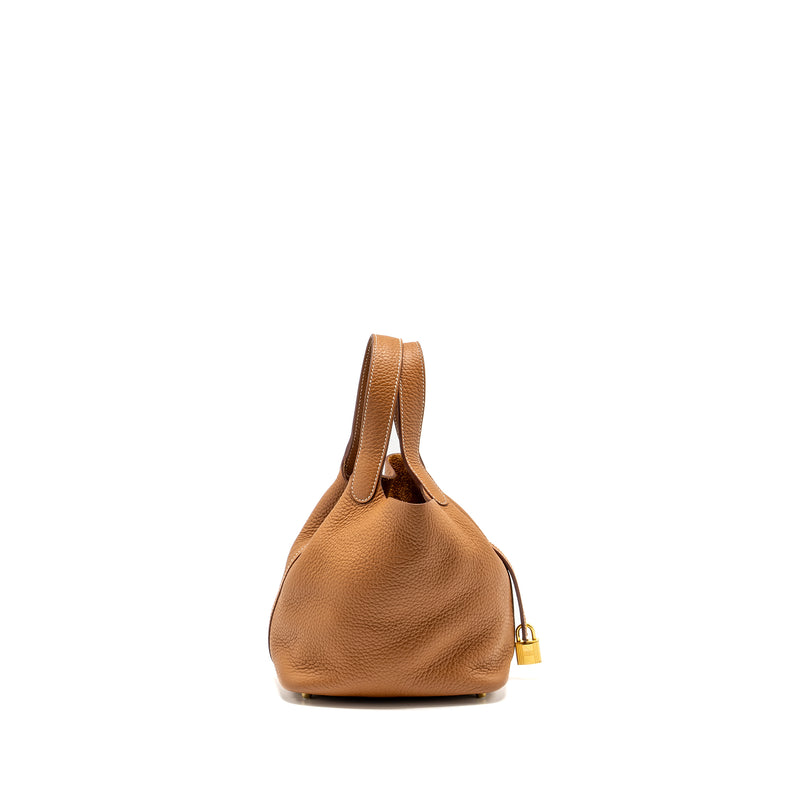 Hermes Picotin 18 Lock Bag Clemence Gold GHW stamp Z