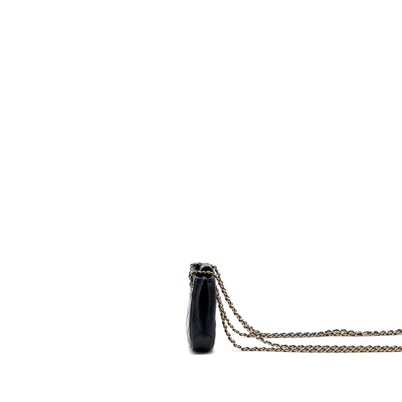 Chanel quilted super mini tote with chain lambskin black LGHW