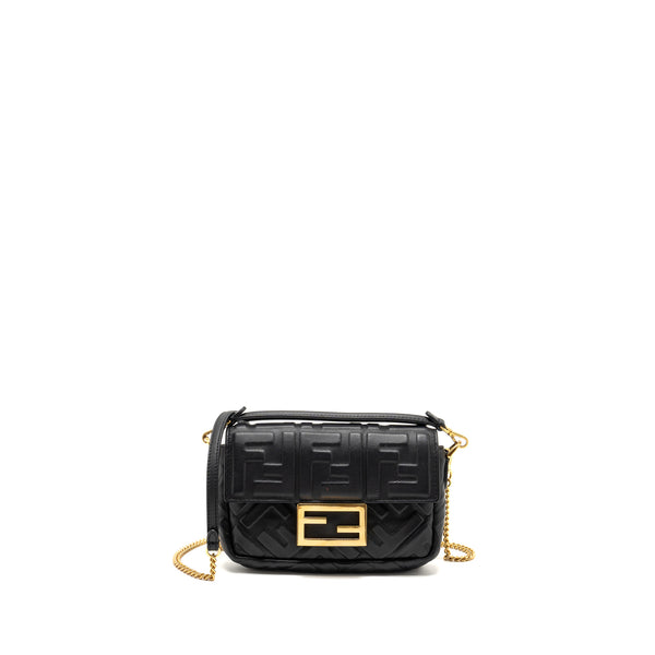 Fendi Mini Baguette Bag FF Motif Nappa Leather Black GHW