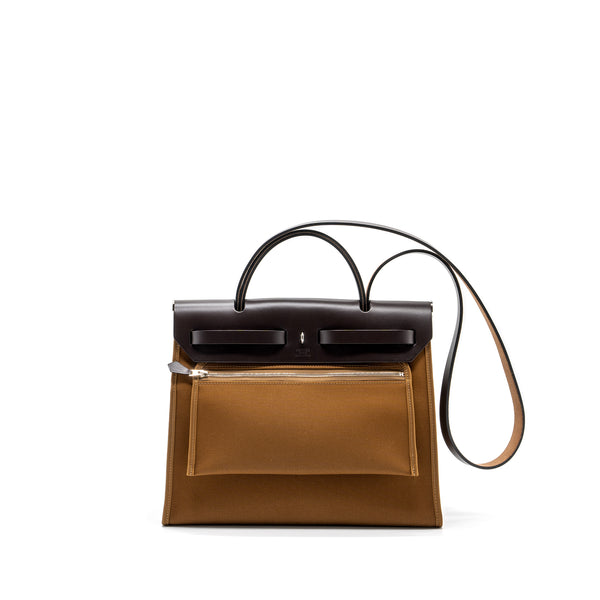 HERMES HERBAG 31 Berline/Vache Hunter Alezan/Ebene SHW STAMP D