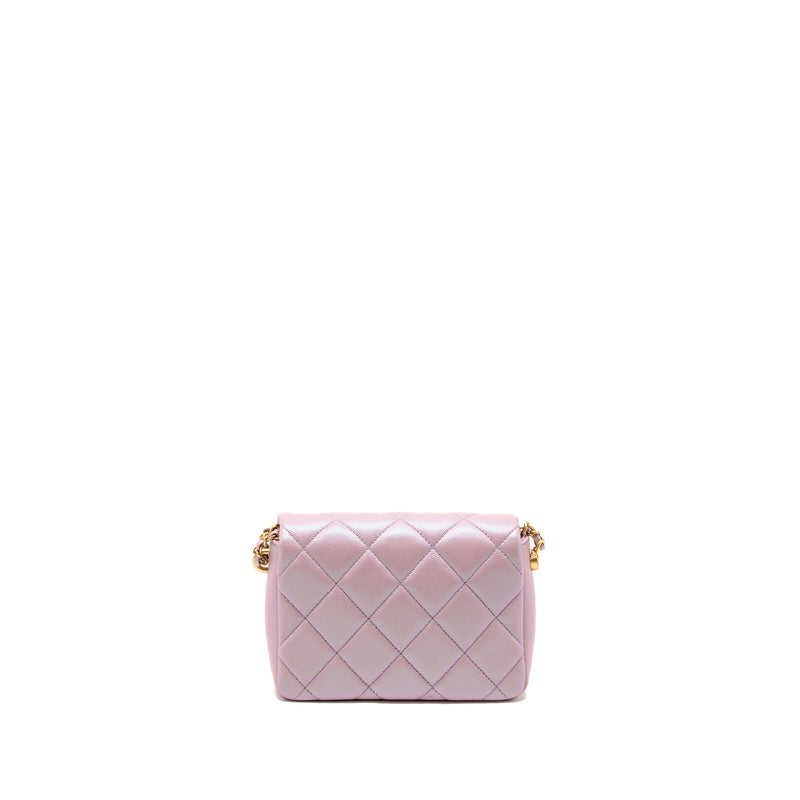 Chanel 21k My Perfect Mini Flap Bag Caviar Iridescent Pink GHW (microchip)