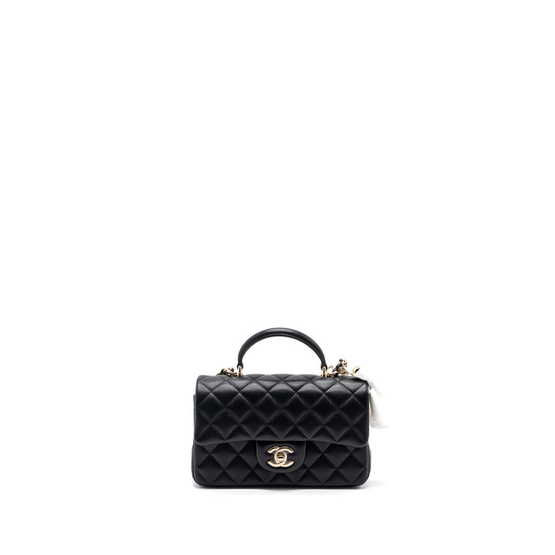CHANEL 22P Top Handle Black Rectangular Mini Flap Bag