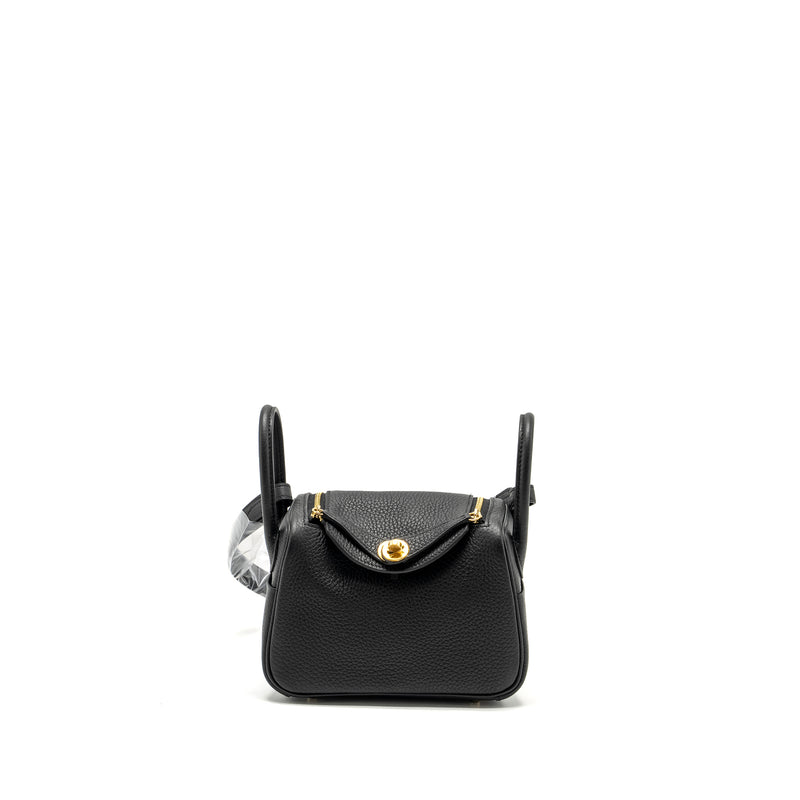 Hermes Mini Lindy II Clemence Black GHW Stamp W