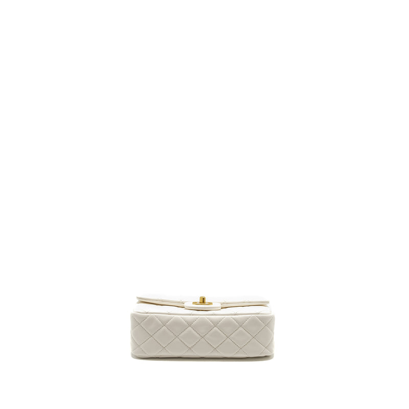 Chanel Pearl Crush Mini Rectangular Flap Bag Lambskin White GHW (Microchip)