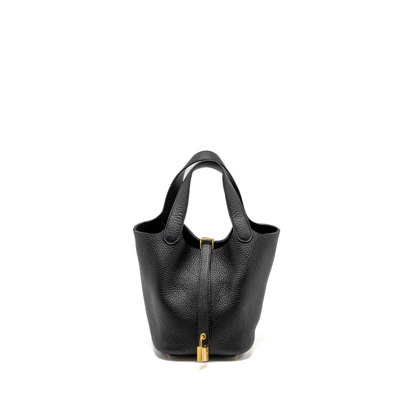 Hermes Picotin 18 Lock Bag Clemence Black GHW STAMP U