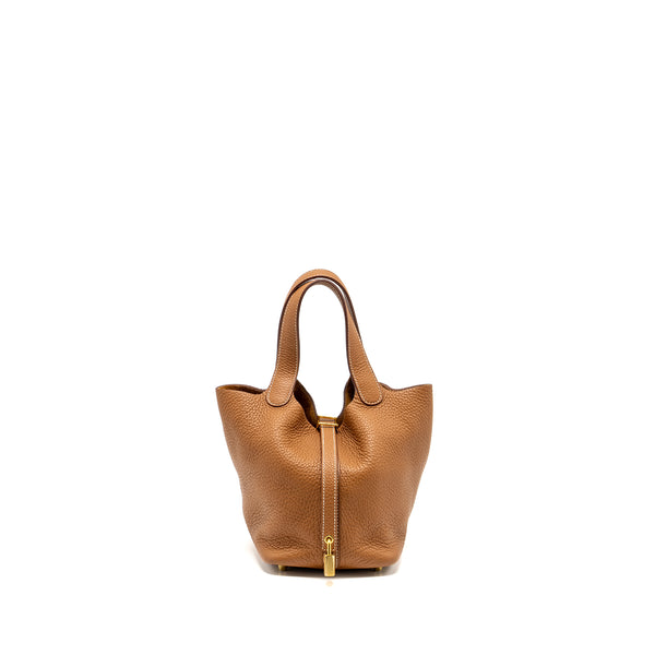 Hermes Picotin 18 Lock Bag Clemence Gold GHW stamp Z