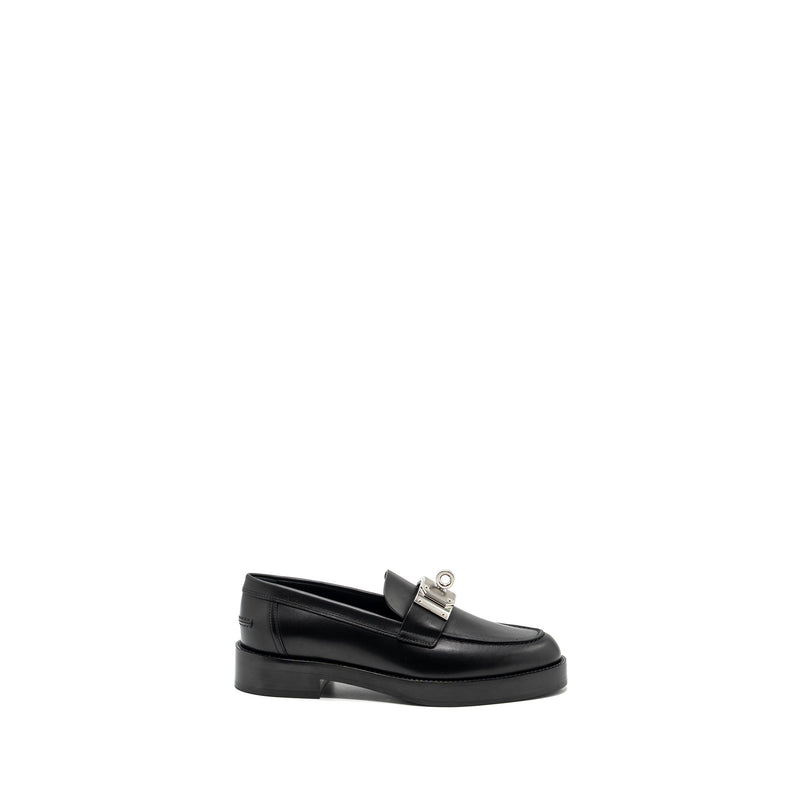 Hermes size 37 hot moccasins calfskin black SHW