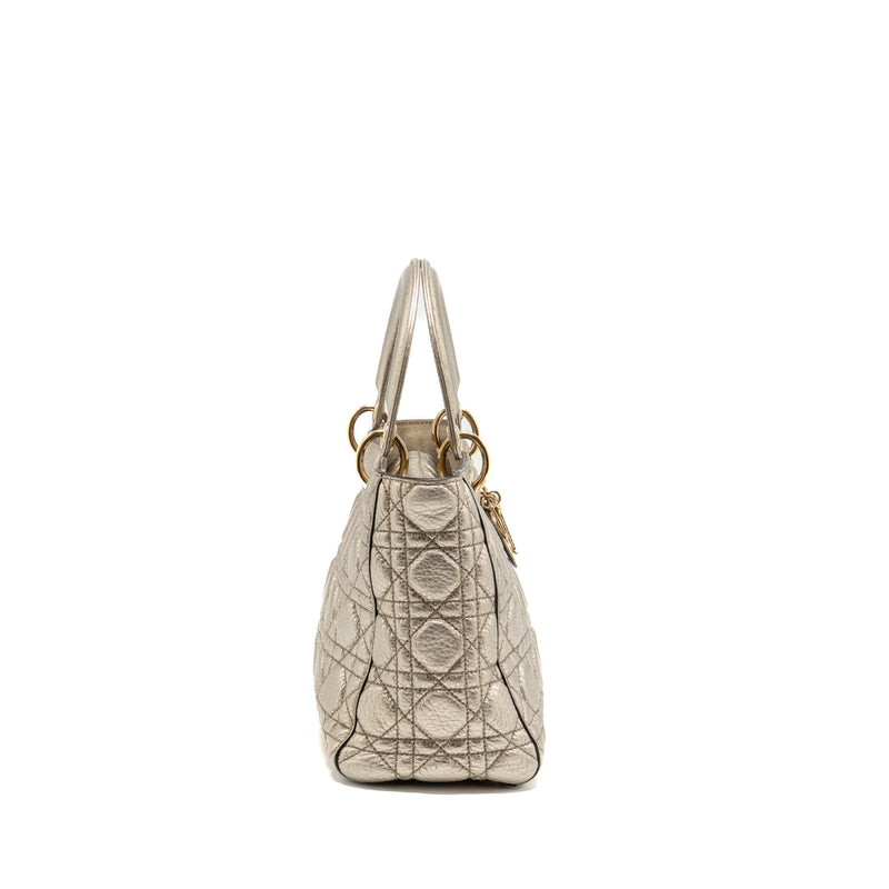 Dior Medium Lady Dior Cannage Calfskin Metallic Gold LGHW