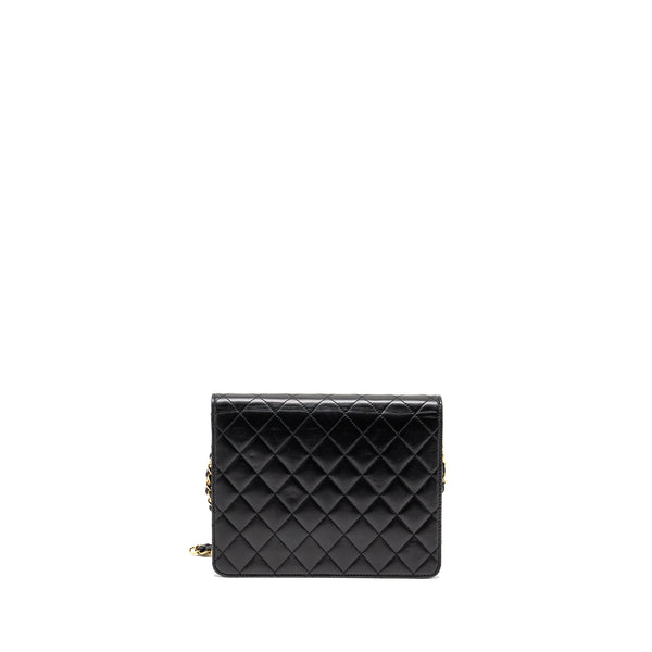 Chanel Vintage Square Flap Chain Bag Lambskin Black GHW