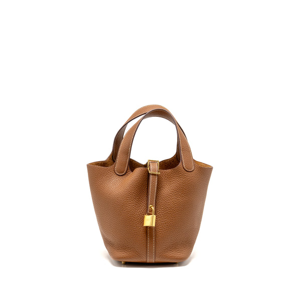 Hermes Picotin 18 Lock Bag Clemence Gold GHW Stamp Y