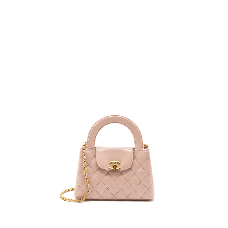Chanel 23k Mini Shopping Bag Calfskin Light Pink Brushed GHW(Microchip
