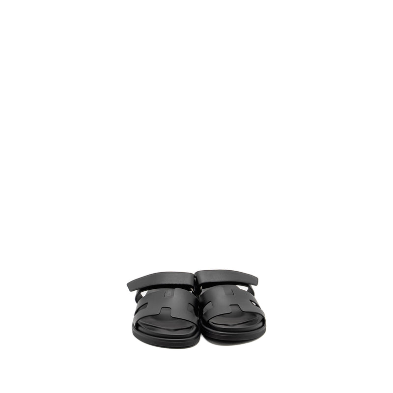 Hermes Size 38 Chypre Sandals Calfskin Black