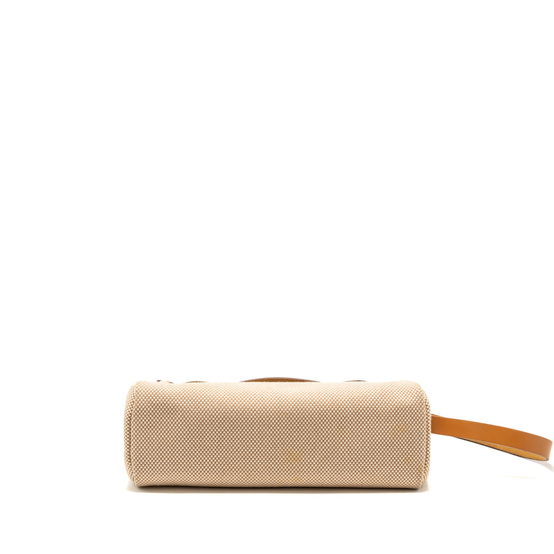 Hermes Herbag 31 zip bag canvas / hunter ecru beige / natural sable SHW stamp Y