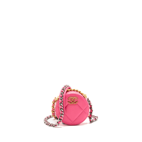 Chanel 19 Round Clutch with Chain Lambskin Pink Multicolour Hardware (Microchip)