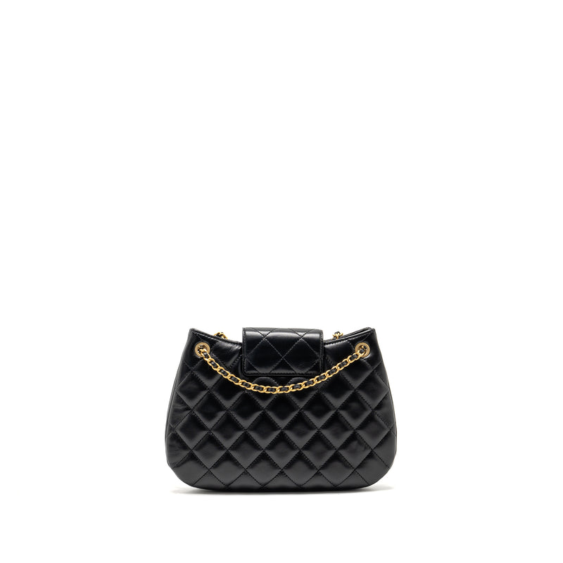 Chanel 24C Quilted Small Messenger Bag Black Lambskin GHW (Microchip)