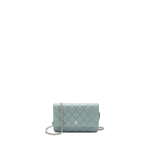 Chanel Classic wallet on chain caviar light blue SHW