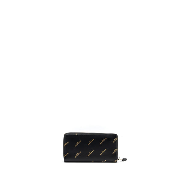 Balenciaga Logo Long Zip Wallet Calfskin Black SHW