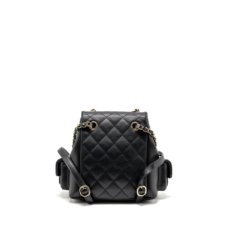 Chanel Triple Pocket Backpack Caviar Black LGHW (microchip)