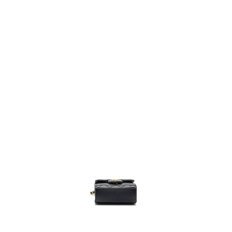Chanel 22B Top Handle Mini Flap Clutch Lambskin black GHW (Microchip)