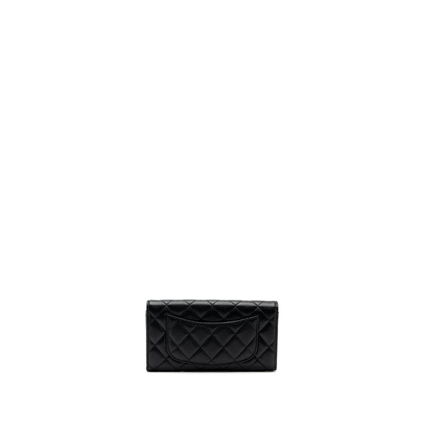 Chanel classic long flap wallet caviar black GHW