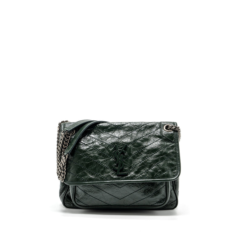 Saint laurent medium Niki calfskin green ruthenium hardware