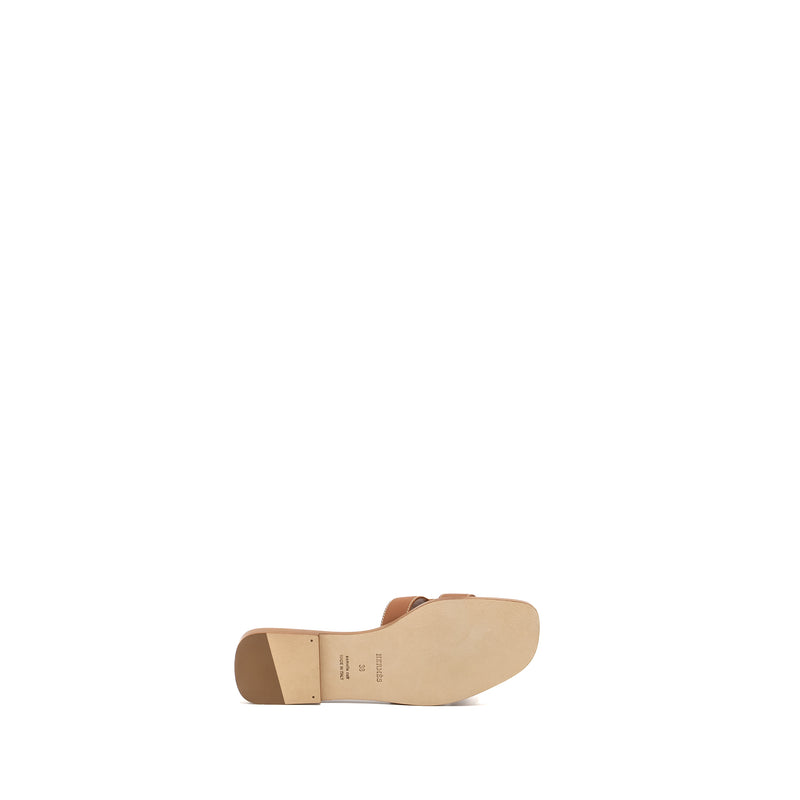 Hermes Size 38 Oran Sandals Calfskin GOLD
