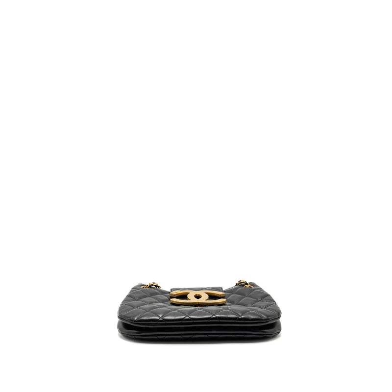 Chanel 24C Quilted Small Messenger Bag Black Lambskin GHW (Microchip)