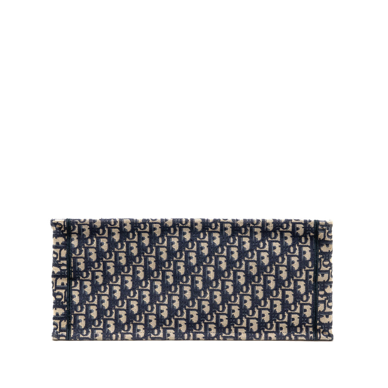 Dior Large Book Tote Oblique Embroidery Ecru/Blue