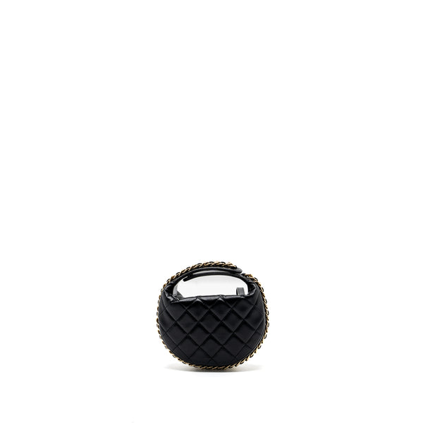 Chanel 23C round Clutch lambskin black GHW (microchip)