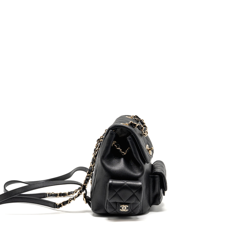 Chanel Triple Pocket Backpack Caviar Black LGHW (microchip)